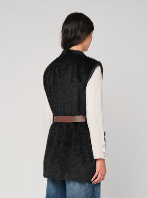 Gilet pelliccia con cintura