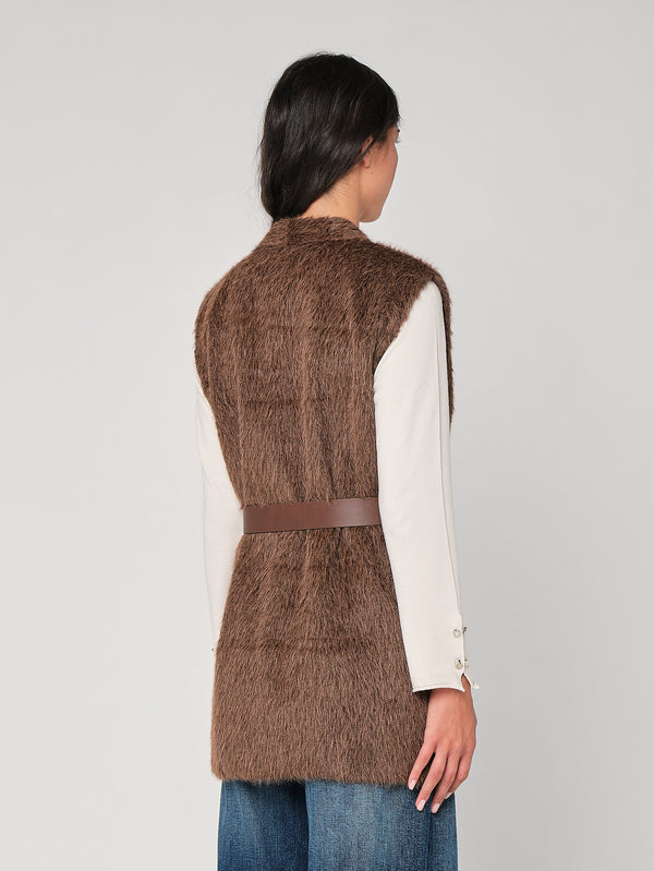 Gilet pelliccia con cintura