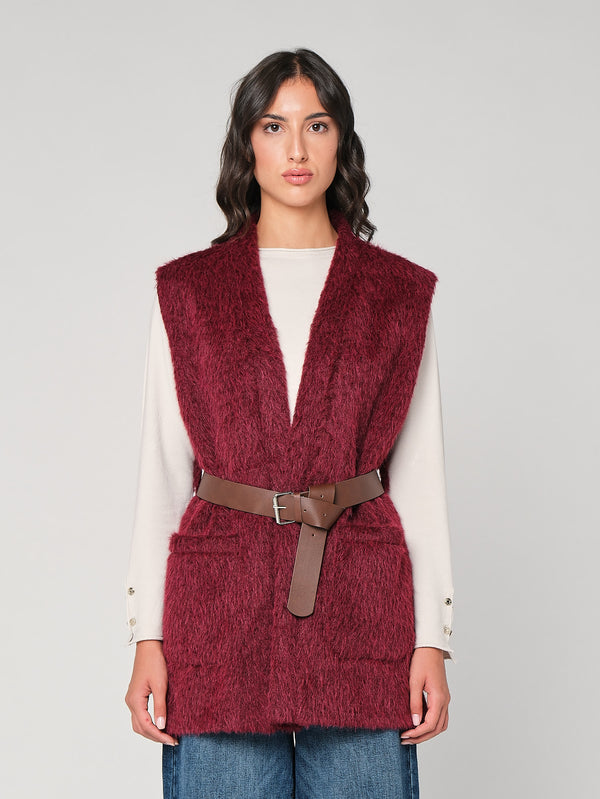 Gilet pelliccia con cintura