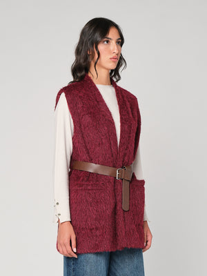 Gilet pelliccia con cintura