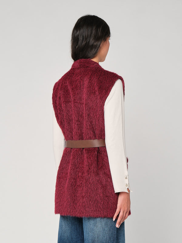 Gilet pelliccia con cintura