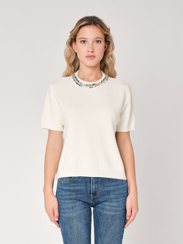 Maglia collo paillettes