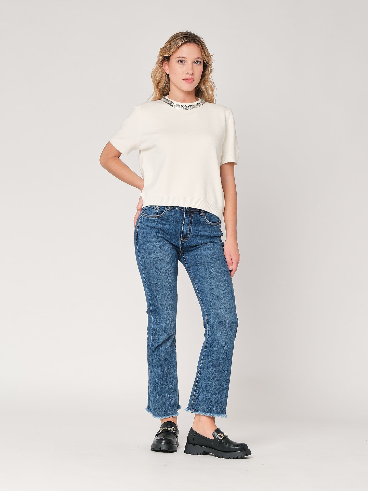 Paillettenkragenpullover