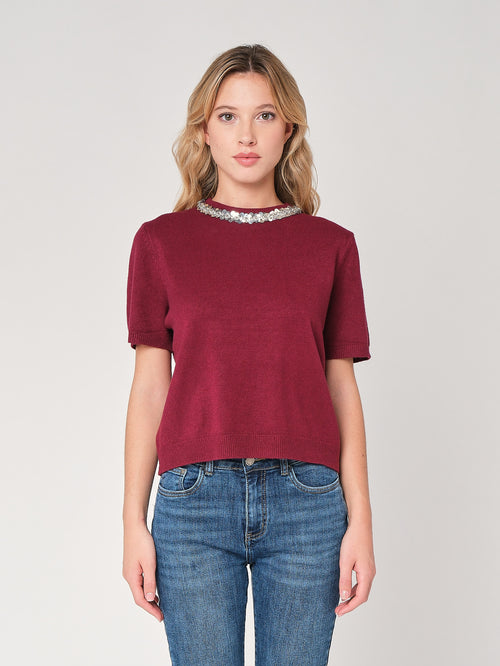 Maglia collo paillettes