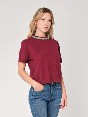 Maglia collo paillettes