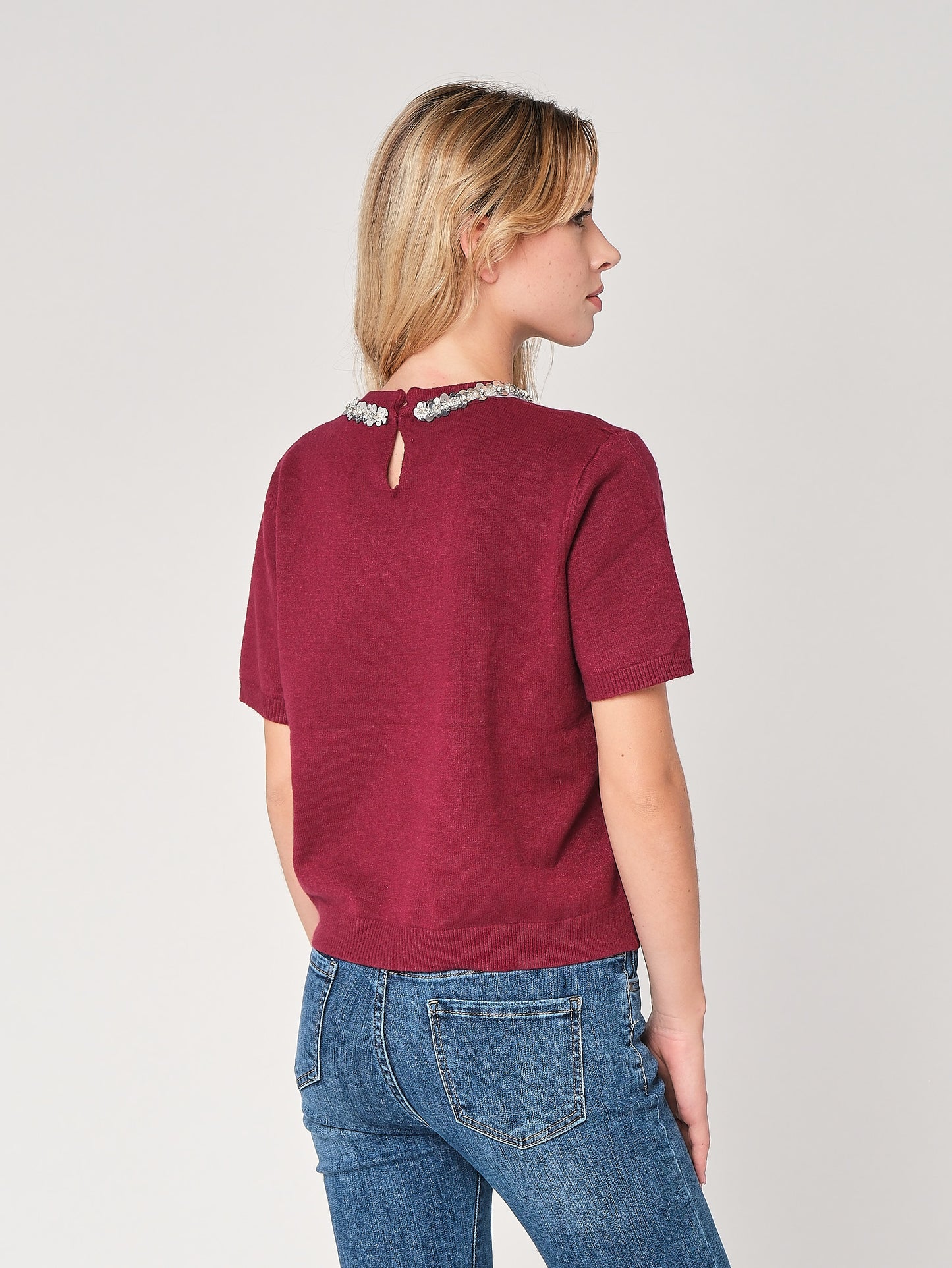 Paillettenkragenpullover