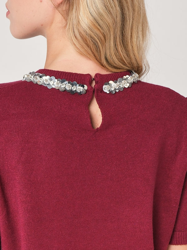 Maglia collo paillettes