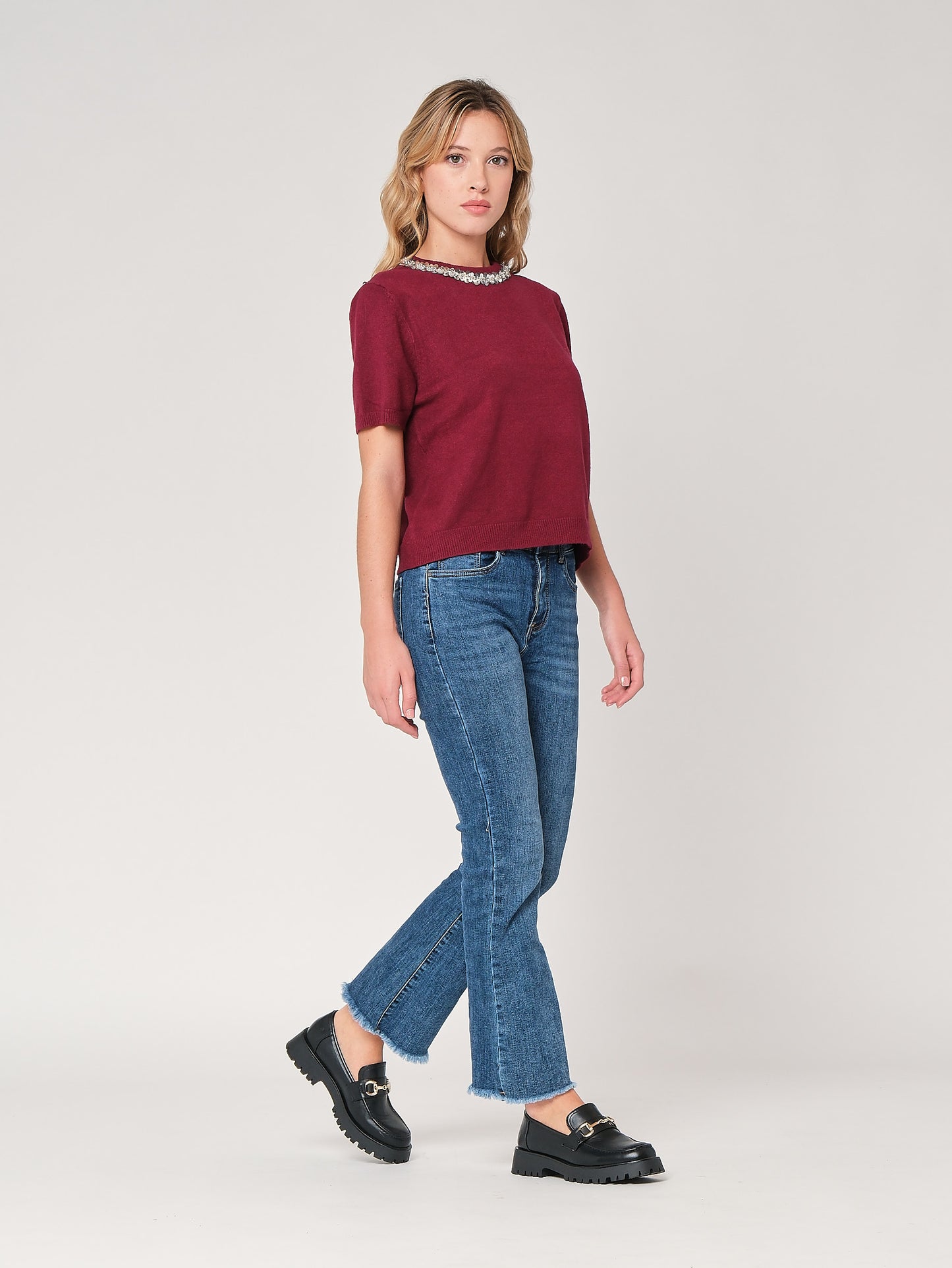 Paillettenkragenpullover