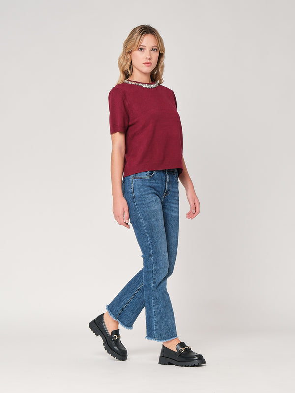 Maglia collo paillettes