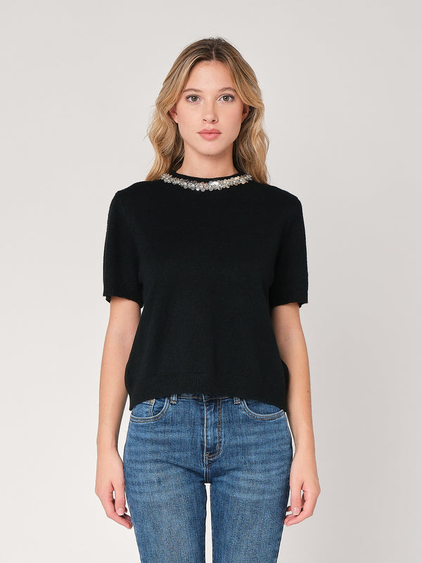 Maglia collo paillettes