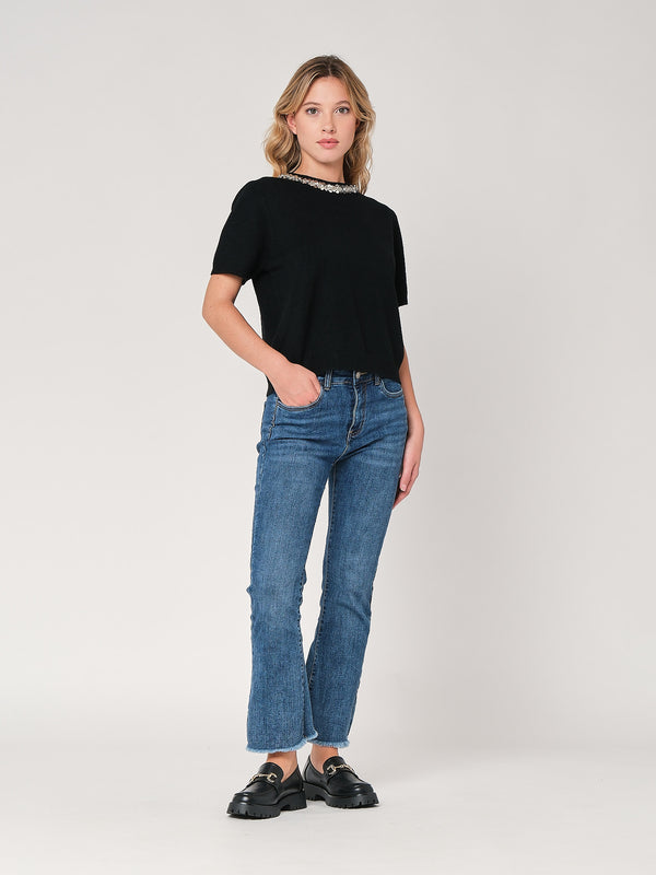 Maglia collo paillettes