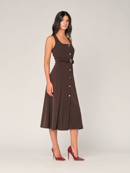 Ärmelloses Kleid mit Zierknöpfen