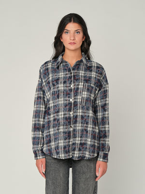 Camicia in flanella a quadri con strass
