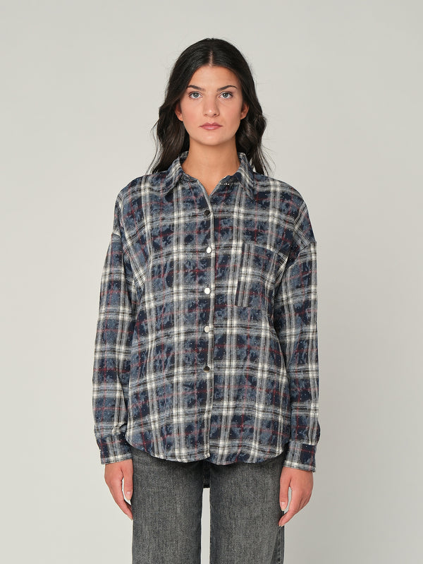 Camicia in flanella a quadri con strass