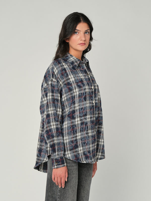 Camicia in flanella a quadri con strass