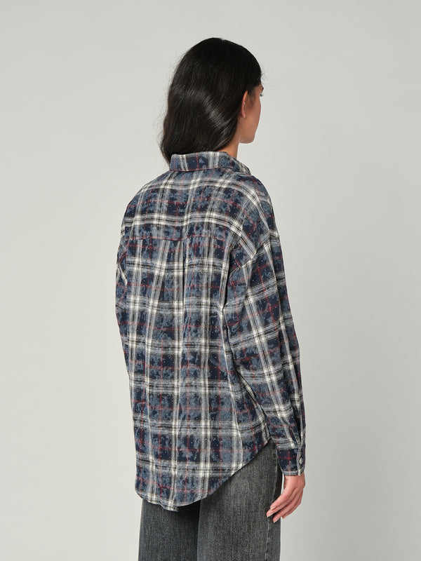 Camicia in flanella a quadri con strass