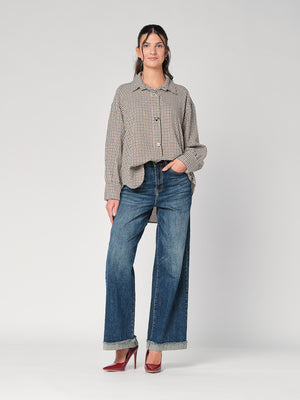 Camicia a quadretti con spille