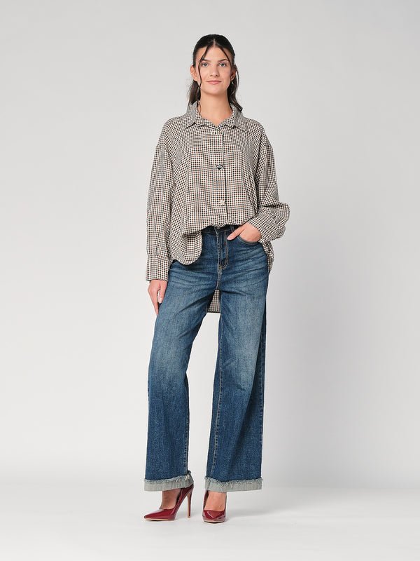 Camicia a quadretti con spille