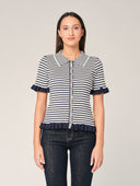 Maglia a righe con collo a camicia