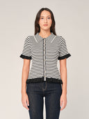 Maglia a righe con collo a camicia