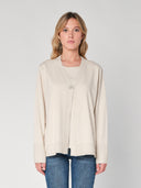 Maglia con profilo lurex e bottoni gioiello