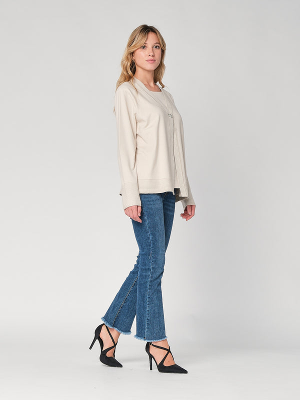 Maglia con profilo lurex e bottoni gioiello