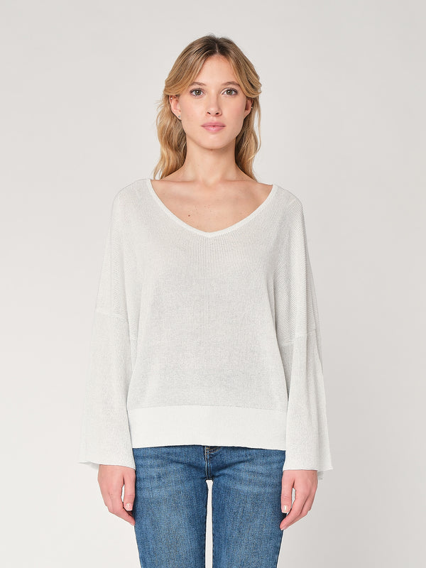 Lurex-Pullover mit V-Ausschnitt