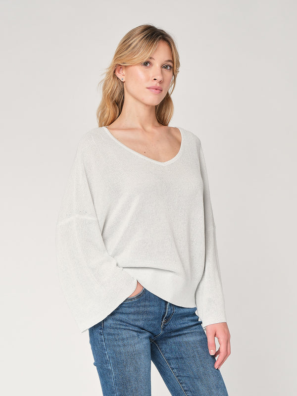 Maglia lurex collo V