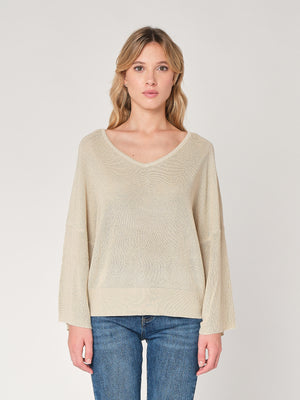 Maglia lurex collo V