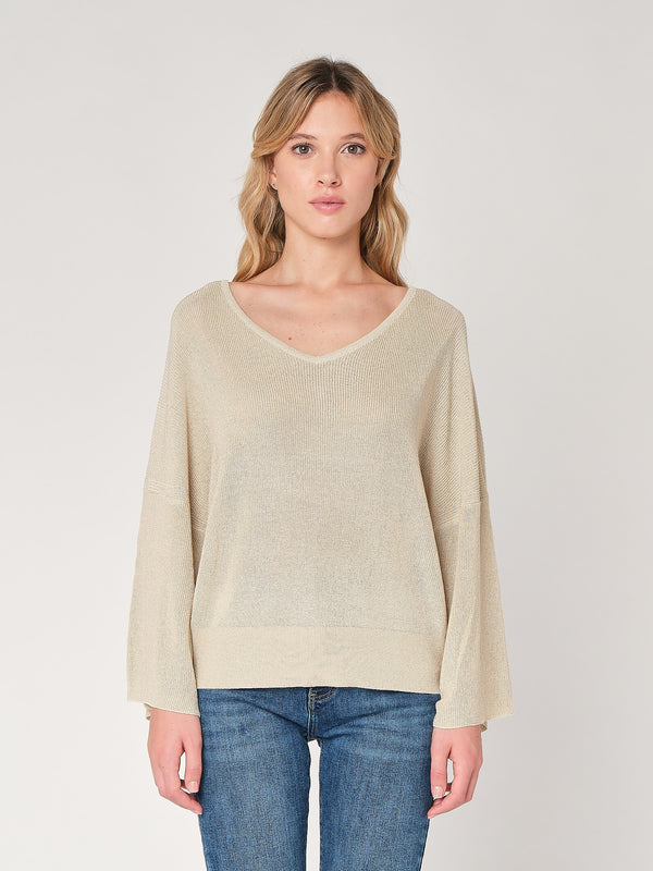 Maglia lurex collo V