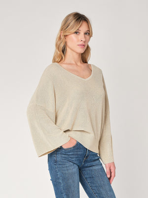 Maglia lurex collo V