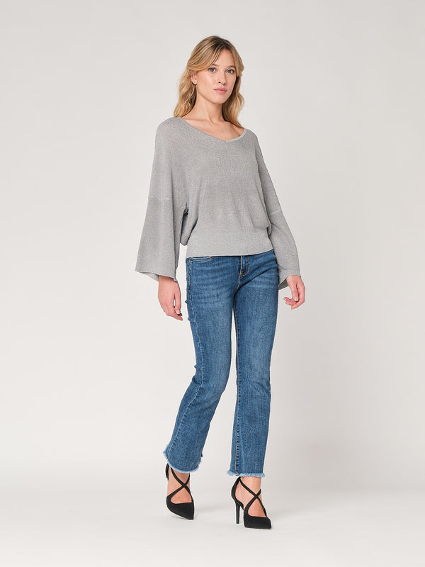 Maglia lurex collo V