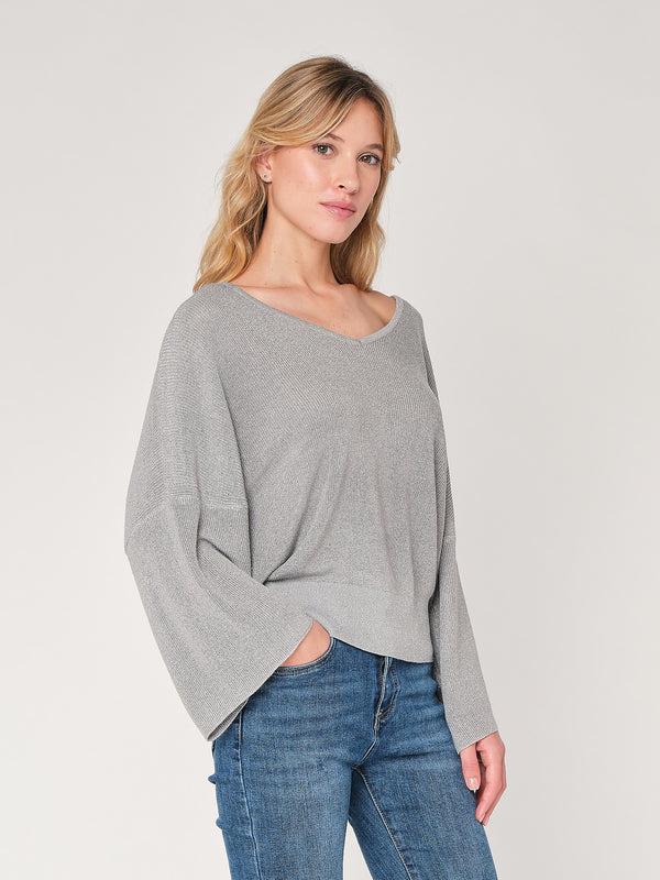 Maglia lurex collo V