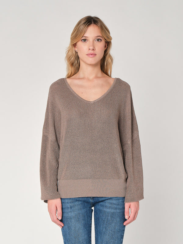 Maglia lurex collo V