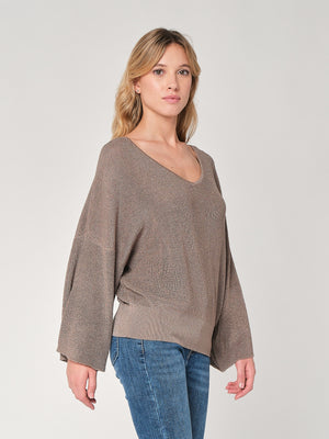 Maglia lurex collo V
