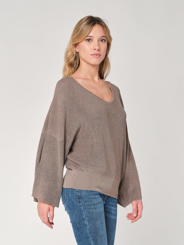 Maglia lurex collo V