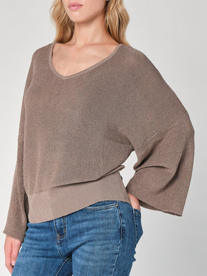 Maglia lurex collo V