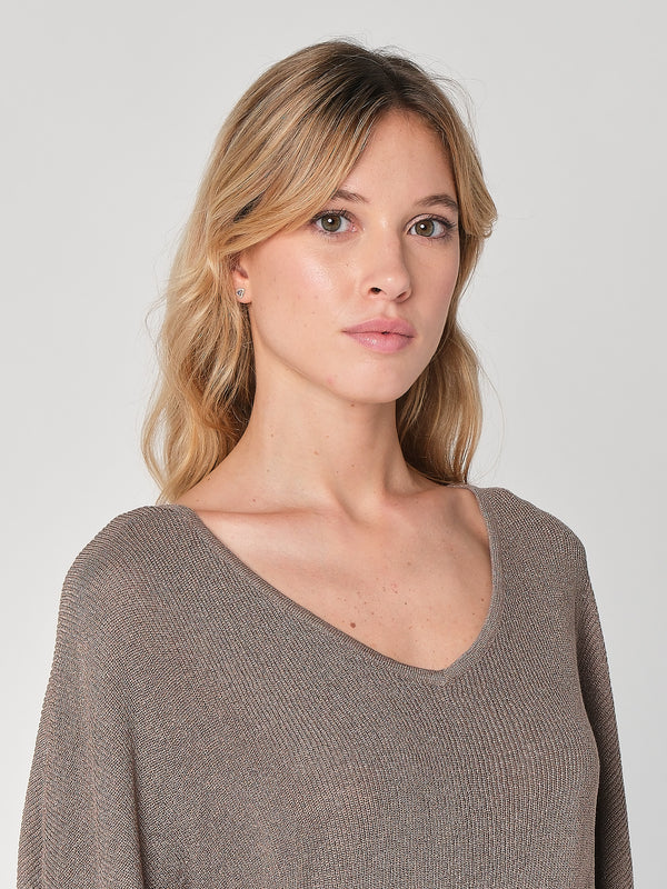 Maglia lurex collo V