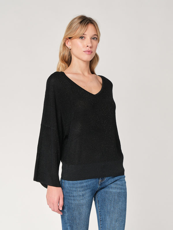 Maglia lurex collo V