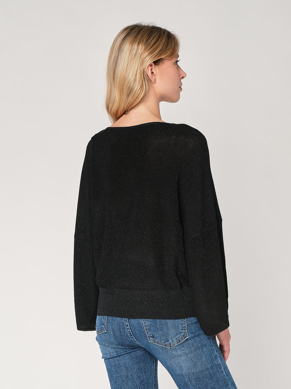 Maglia lurex collo V