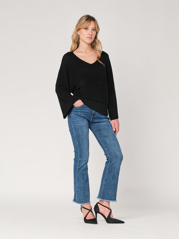 Maglia lurex collo V