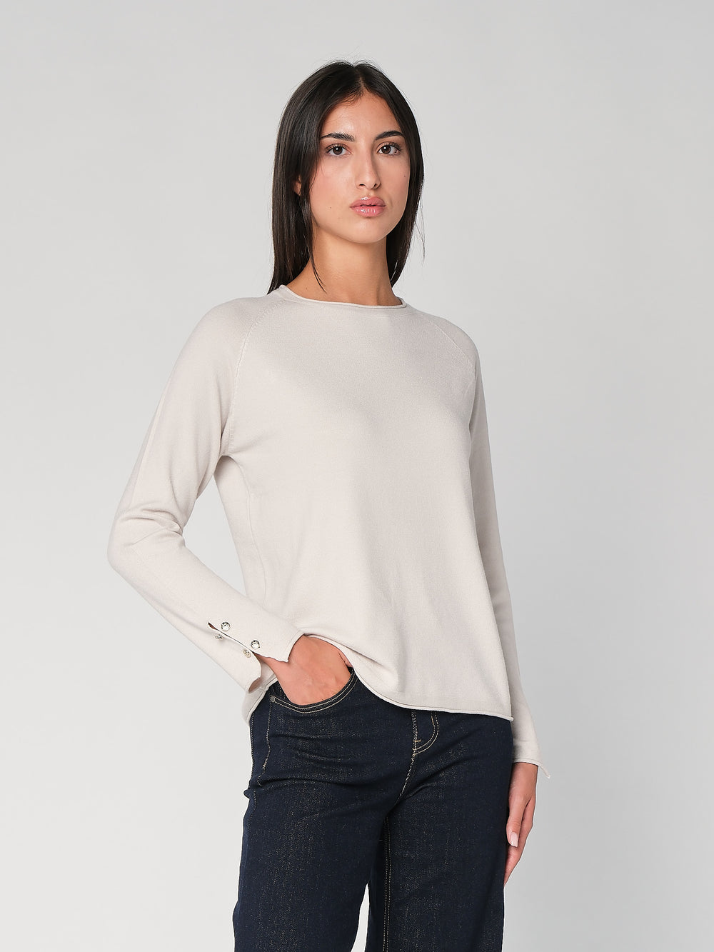 Maglia con bottoni polso
