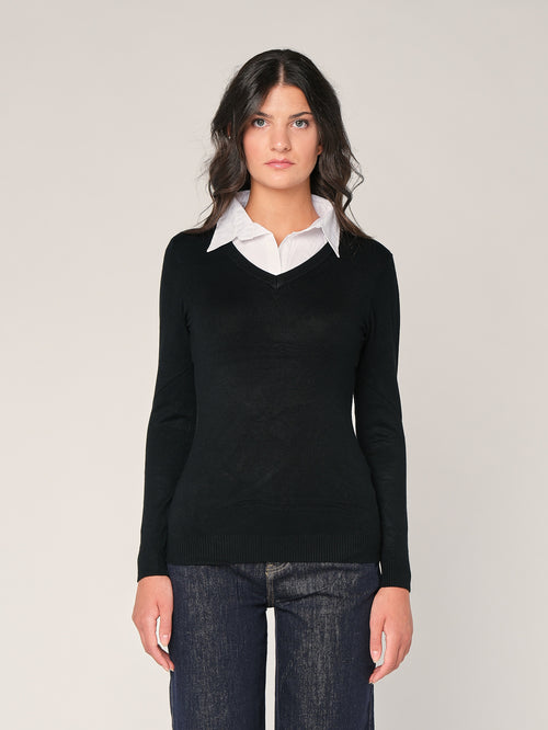 Maglia con collo a camicia