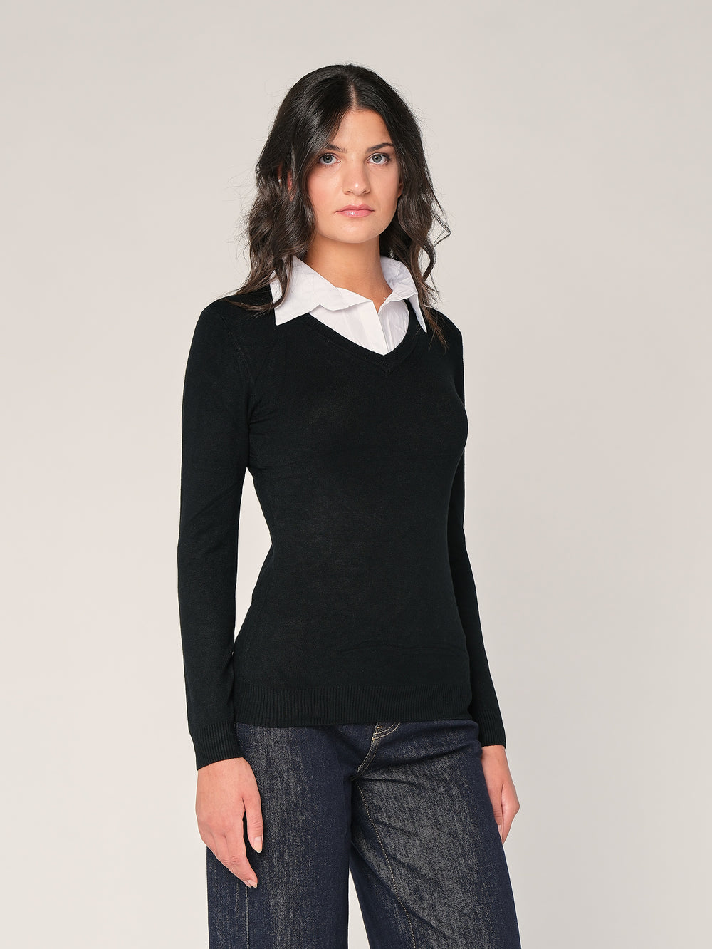 Maglia con collo a camicia