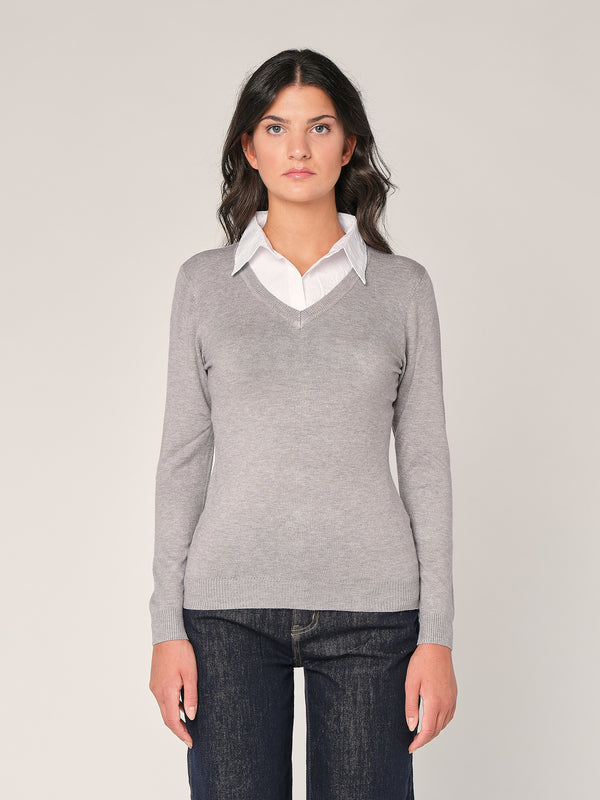 Maglia con collo a camicia
