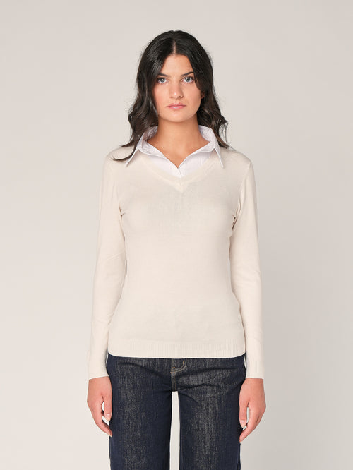 Maglia con collo a camicia