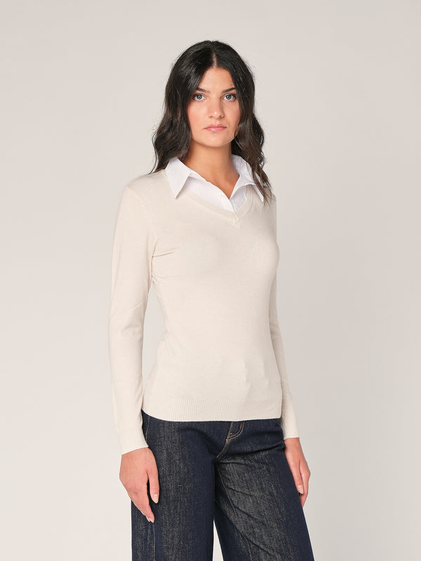 Maglia con collo a camicia