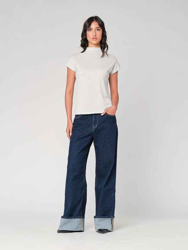 Maglia lurex collo alto