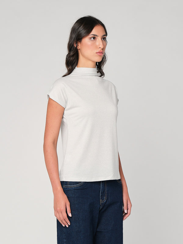 Maglia lurex collo alto