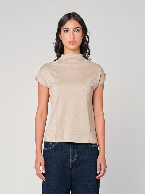 Maglia lurex collo alto